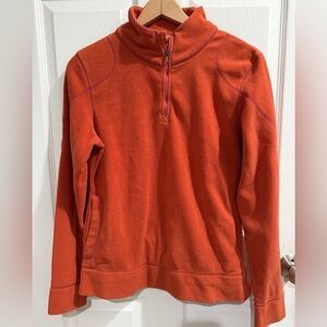 Title Nine Vibrant Orange Rust Pumokin Spiced Latte Fleece Pullover